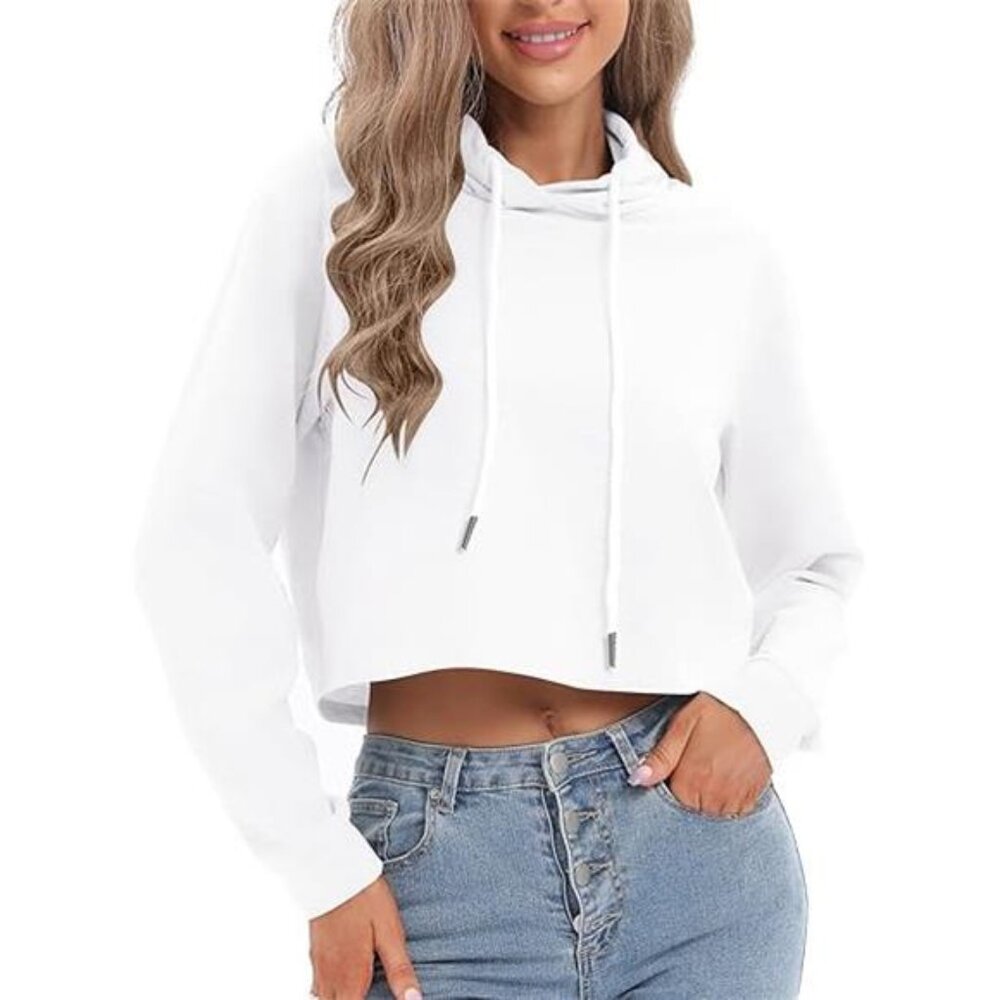 Women's Drawstring Cropped Hoodie Casual Hoodies for Women - Picture 7 of 7